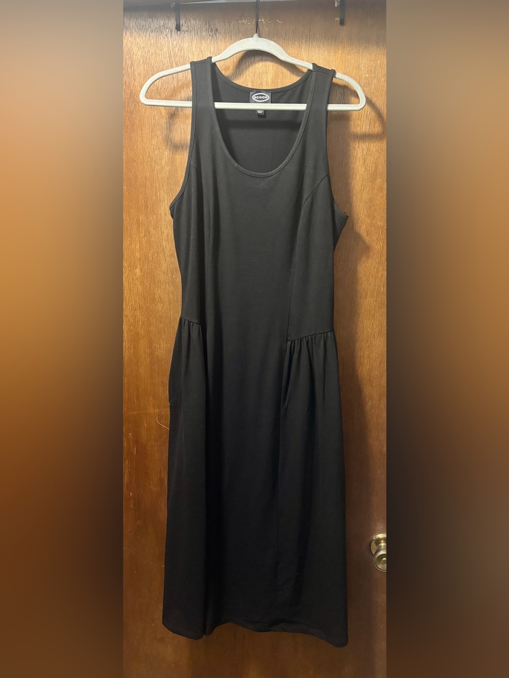 Scoop Stretch Cotton Blend Midi Basque Dress With Pockets - Size Large - NWOT - Picture 5 of 8
